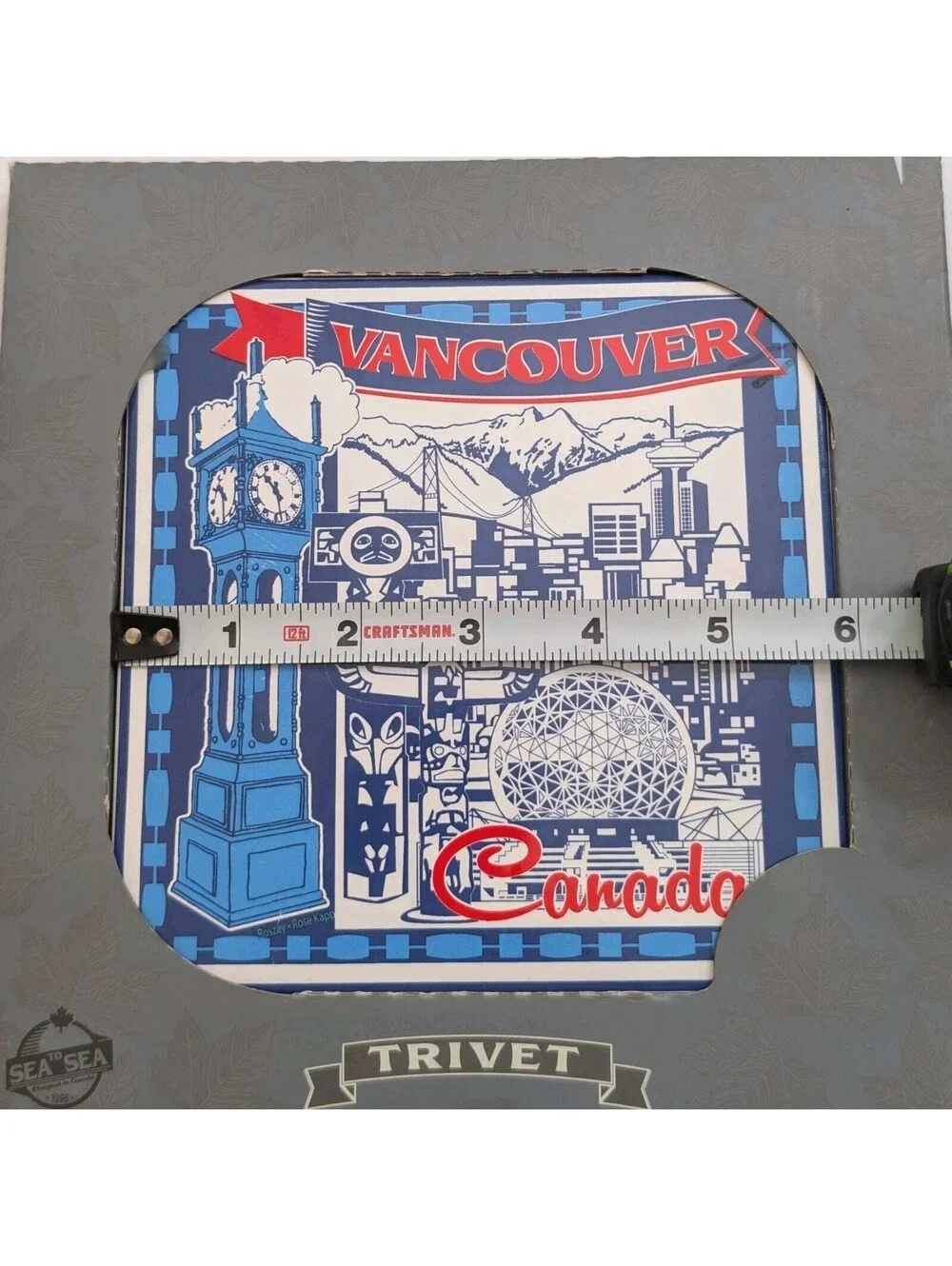 Vancouver Canada Ceramic Tile Trivet Wall Hanging Cork Back  6x6